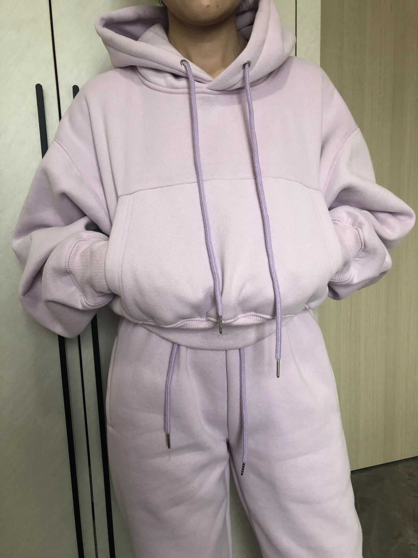Wholesale Fleece Hoodie with Jogger Pant Sweat Suit Fall Winter 2 Piece Set Tracksuit Women Sports Outfit Two Piece Solid Casual