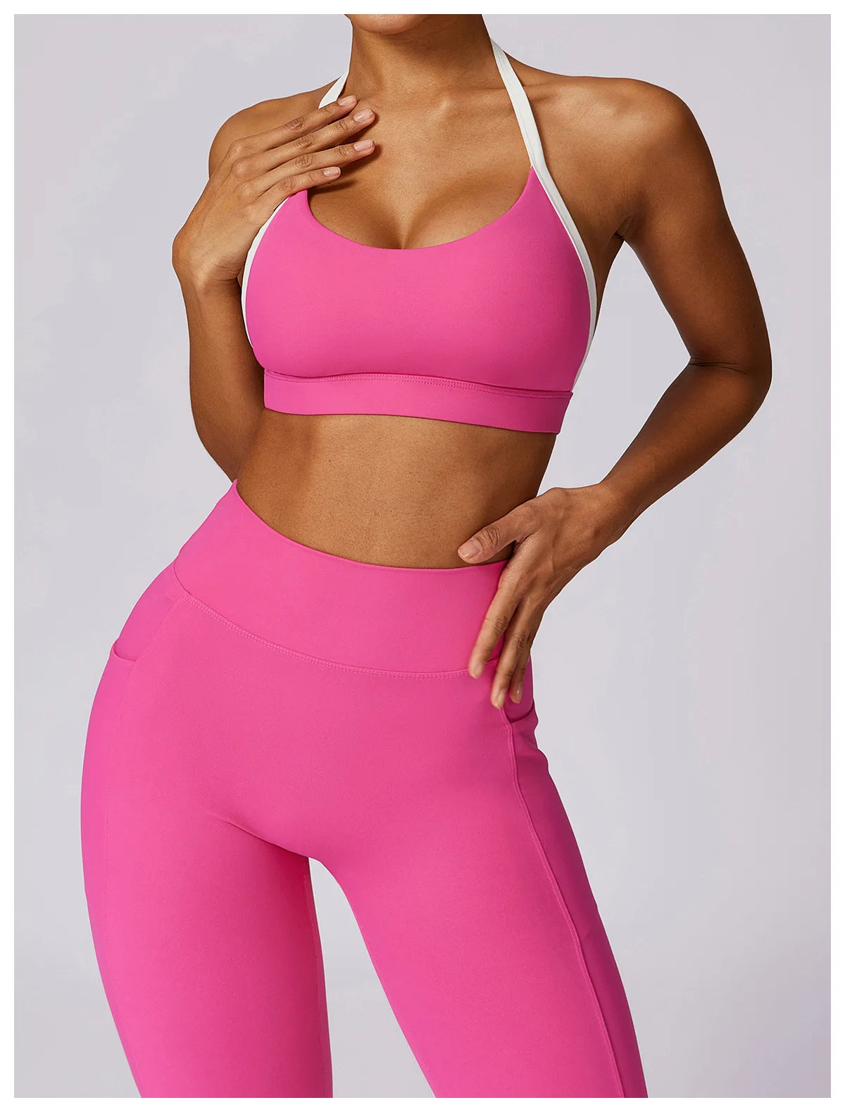 Sexy Yoga Women's 2 Pieces Gym Sports Suit Workout Clothing Long Sleeve Gym Crop Top High Waist Leggings Fitness Bra Sportswear