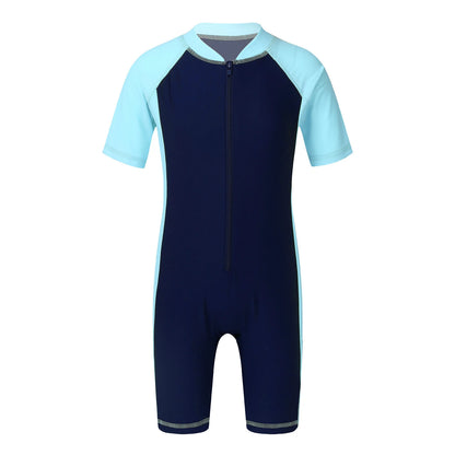 Wetsuits Kids Boys Girls Swimwear Swimsuits Short Sleeves Bodysuit Zippered Shorty Unitard Children's Bathing Suit Wetsuit