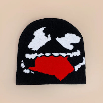 Personal Punk Skull Demon Knitted Hats Autumn and Winter Unisex Dark Series Warm Street Versatile Niche Fashion Hip Hop Beanies