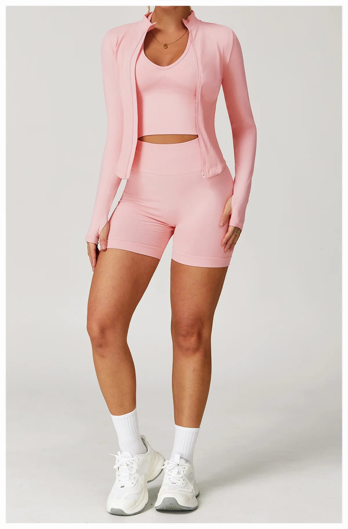 New Women Seamless Zipper Jacket Yoga Long Sleeved Gym Top Yoga Push Up Jacket Fitness Running Workout Sport Coat Women's Shirts