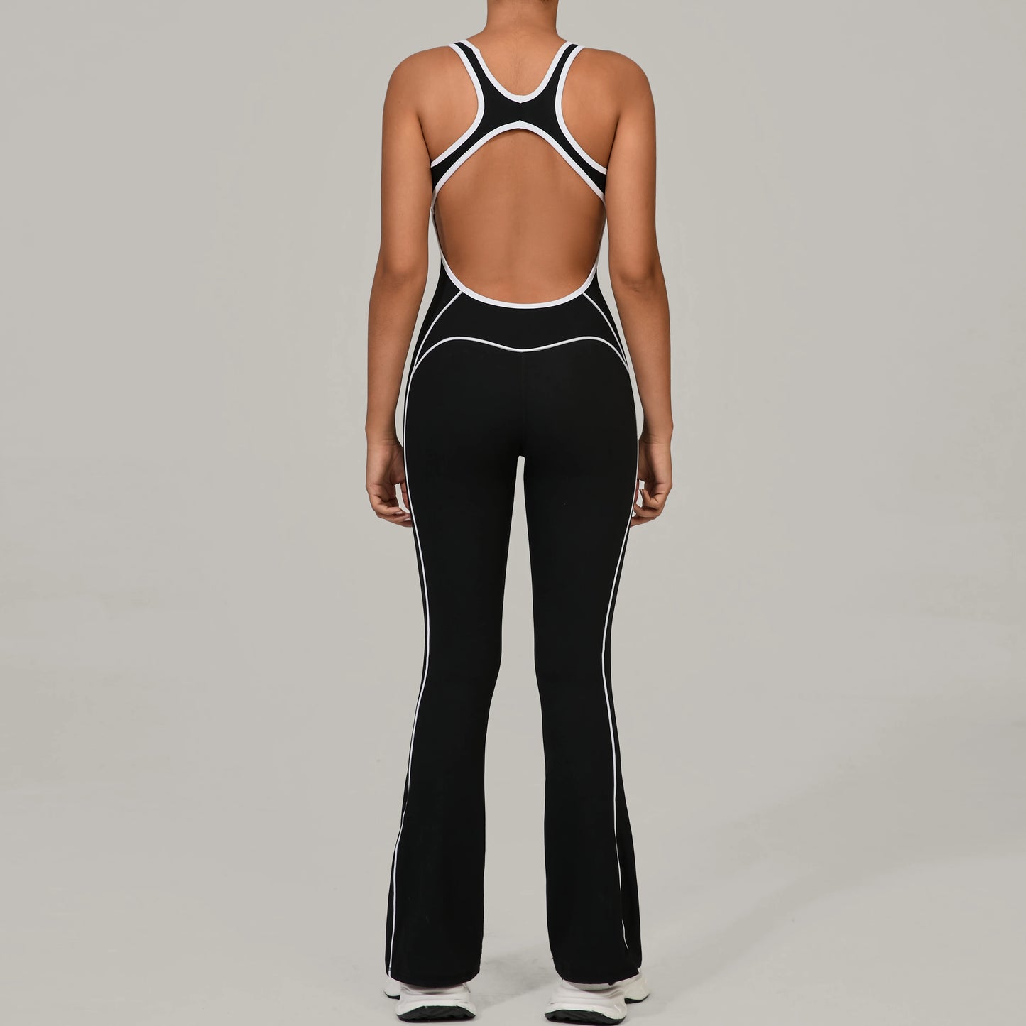 Sexy Backless Bodysuit Women's Set Tracksuits Fitness Sports Jumpsuit Yoga One-piece Suit Flared Pant Fast Dry Workout Clothes