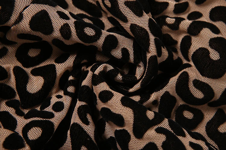 Nibber See Through Sexy Leopard Mesh Jumpsuit Women Sexy Hipster Zip Stretch Midnight Workout Autumn Fitness Street Overalls