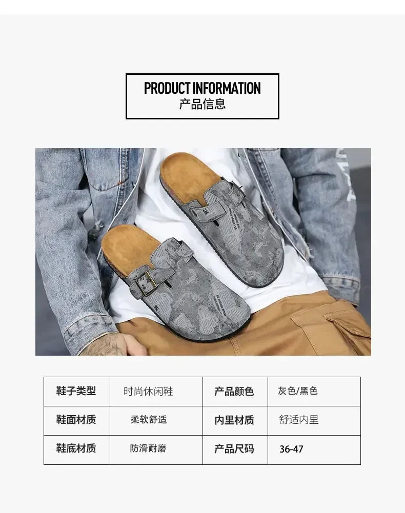 Couple Cork Clogs Slippers Fashion Soft Footbed Suede Beach Slides With Arch Support Girls Outdoor Muller Shoes womens sandals