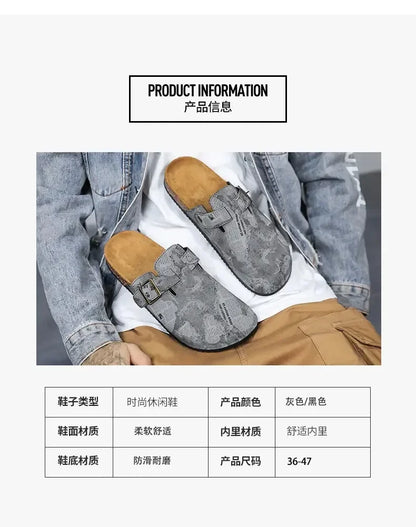 Couple Cork Clogs Slippers Fashion Soft Footbed Suede Beach Slides With Arch Support Girls Outdoor Muller Shoes womens sandals