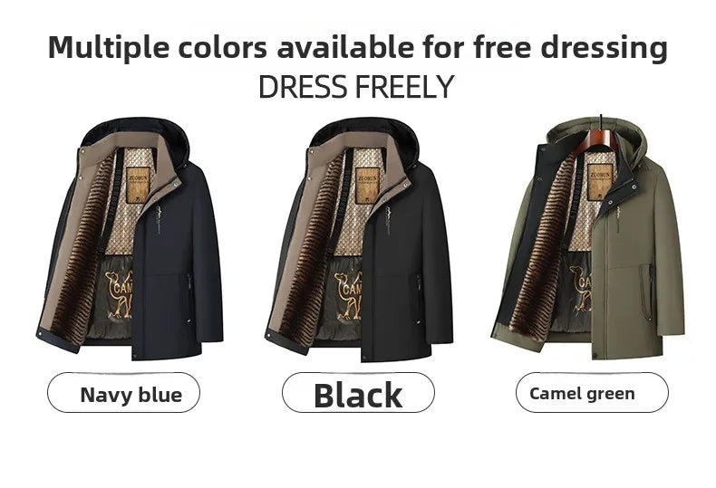 Top Grade Five Protective Tech Luxury Winter New Brand Camel Fleece Men's Parka Jacket Windbreaker Coats Heavy Plush Lining