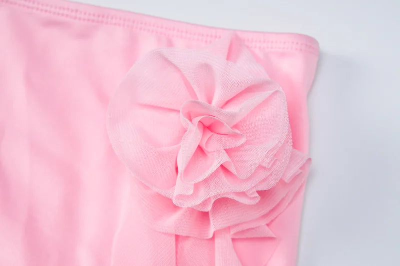 TARUXY Flower Bodycon Skirt Sets Women Slim Sexy Backless Lace Up Tops Women's Party Elegant Dress 2 Piece Womens Suits Outfits