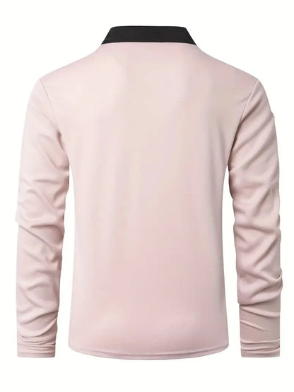 Spring and Autumn Men's Long sleeved Polo Shirt business casual Fashion Classic lapel neck Shirt European and American plus size