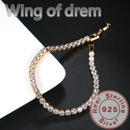 Dazzling 925 Sterling Silver Tennis Bracelet Rose Gold Shining Cubic Zirconia Bracelet Wedding Jewelry Gift