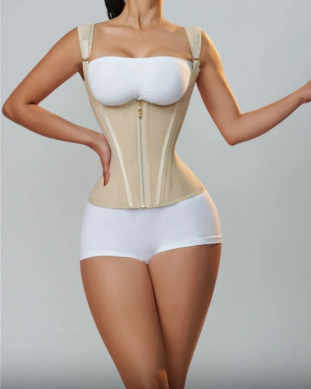 Body Shaper Shapewear Women Double Tummy Control Compression Waist Trainer Corset Adjustable Zipper and Hook-eyes Flat Belly