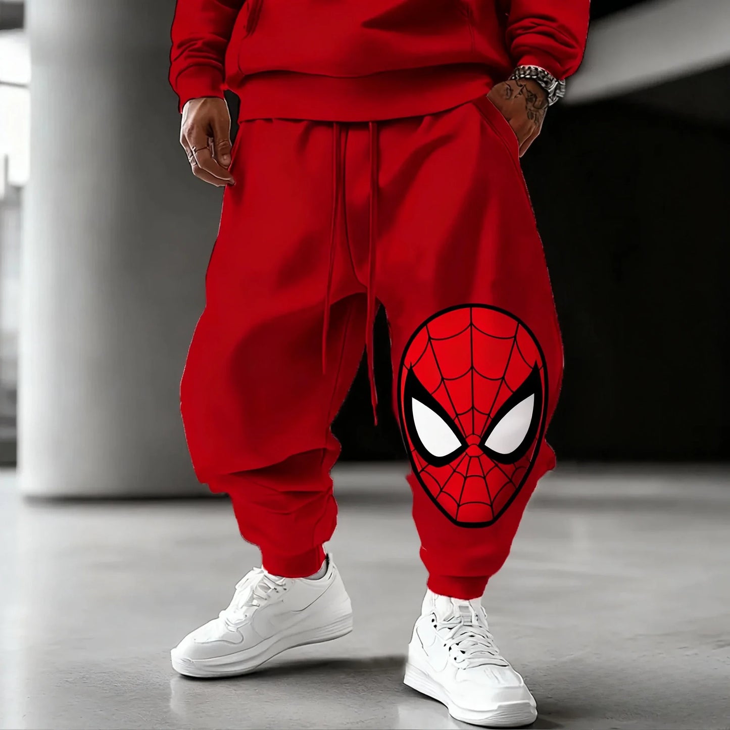 Marvel Spider Man Cotton Hoodie Autumn Winter Warm Wear Versatile Pocket Design for Casual Travel and Mountain Climbing