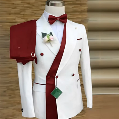 Bespoke Custom White Black Wedding Suit for Men New Design Slim Fit Groom Best Man Wedding Tuxedo Formal Prom Wear 2 Pieces Set