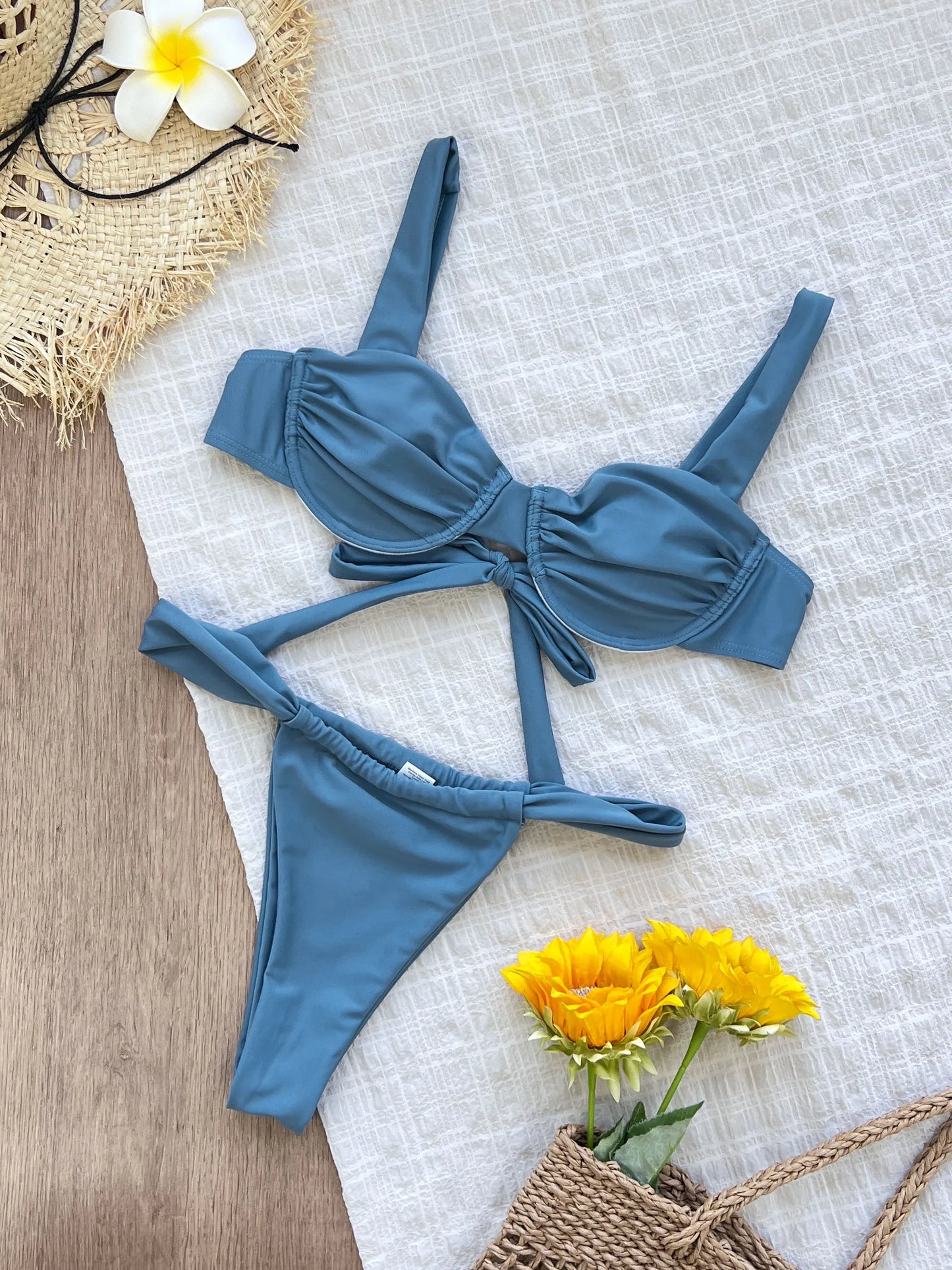 2026 Sexy Brazilian Bikini Sets Thong Swimsuit Women Swimwear Micro Bikinis Female Beachwear Solid G-string Bath Suits Bandeau