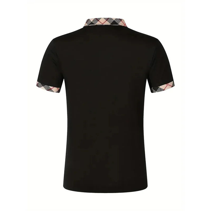 Summer men's short sleeved polo shirt business office lapel shirt Men's sports and casual top European and American plus size