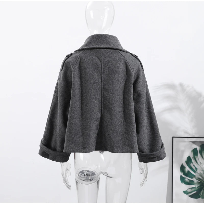 Casual Solid Loose Jackets Women Fashion Full Sleeve Single Breasted Stand Collar Short Coats Female 2025 Autumn Lady Outwears