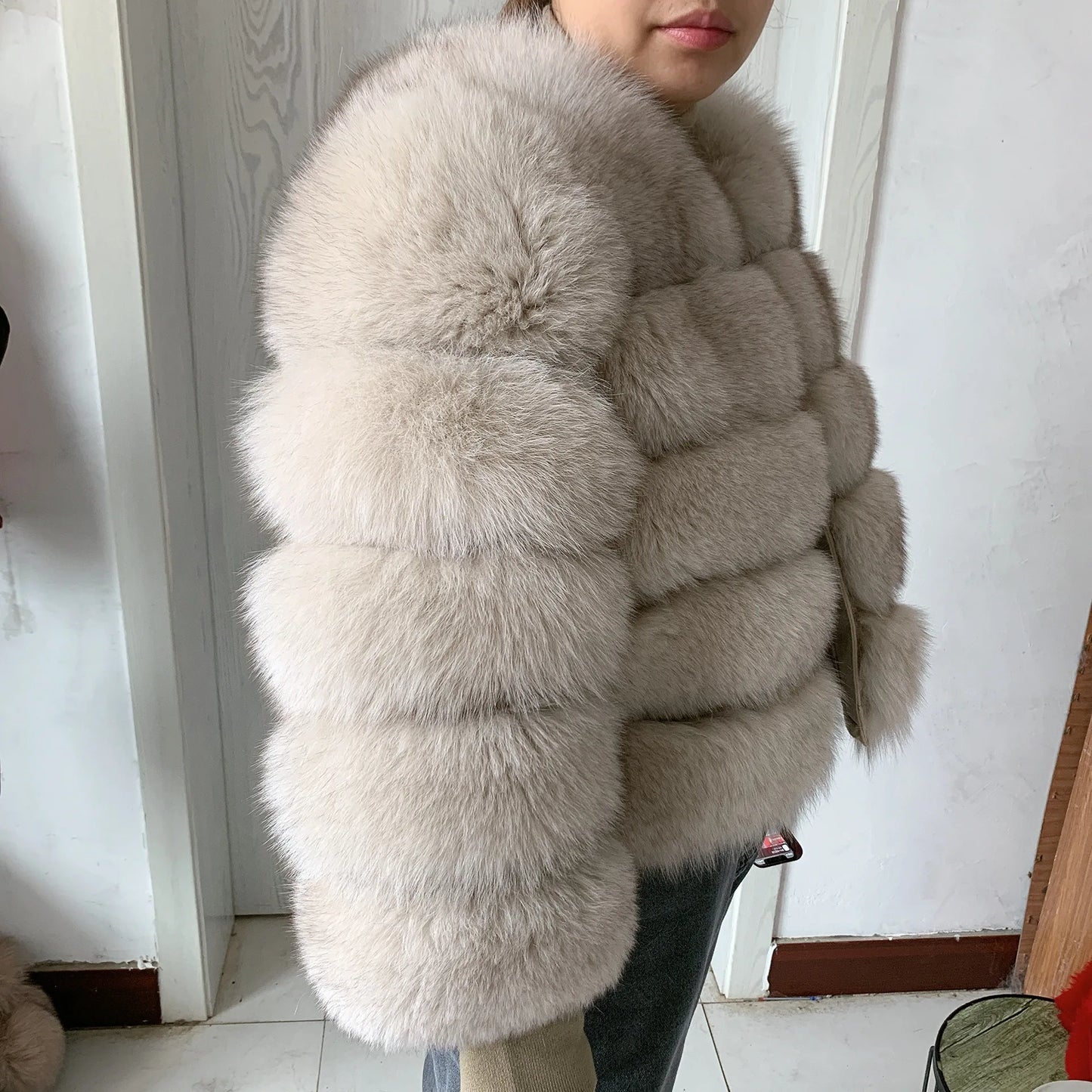 New Real fox fur coat women's winter warm 100% natural fur jacket Short Raccoon fur coat women's  high quality hot sale