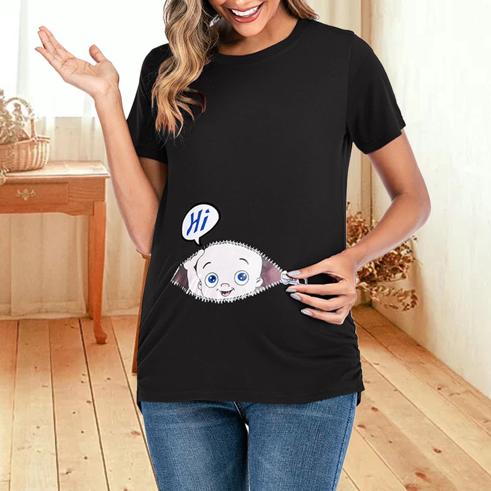 Women Pregnant Maternity Cotton Breastfeeding T-Shirt Summer Nursing Blouse Tops Fashion Clothes