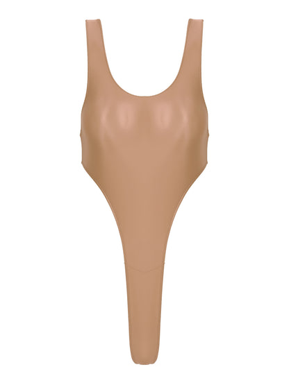 Womens Swimsuit 2022 New Glossy One-piece Swimming Bathing Suit Backless High Cut Bodysuit Sportwear Beachwear Swimwear