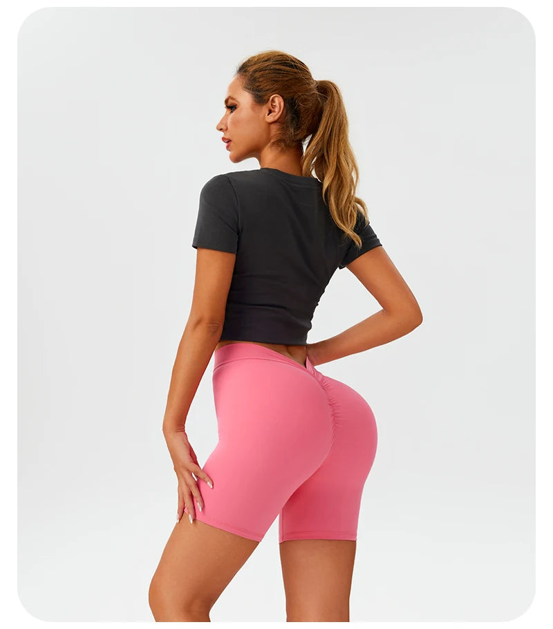 V Back Scrunch Butt Workout Shorts for Women High Waisted Lifting Booty Gym Yoga Biker Shorts Sports Leggings Clothing Hot Pants