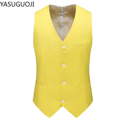YASUGUOJI New Wedding Dress High-quality Men's Fashion Design Suit Vest Plus Size Men's Business Casual Suit Vest 15-colors
