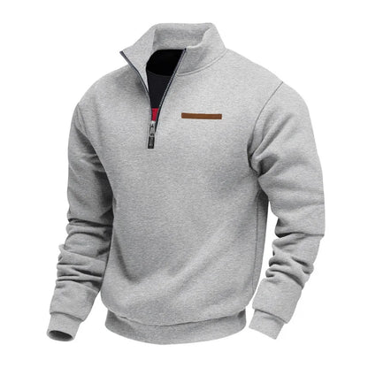 American autumn and winter heavy fleece long-sleeved men's sweater half zipper loose stand-up collar pullover men's sweater