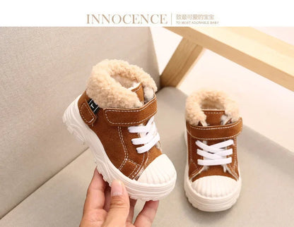2021 Children Warm Boots Winter New Boys Plus Thicken Velvet Cotton Shoes Girls Waterproof Short Boots Baby Cotton Boots