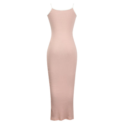 Fashion Sexy Skinny Kint Dress Backless Evening Maxi Dress Women Party Club Ladies Bodycon Peach Slim Hip Elegant Long Dresses