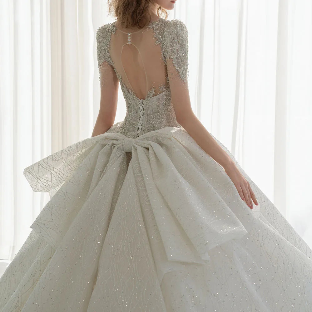 Wedding Dress New Bride Lace Up Plus Size Short Sleeves Customized High-quality Vestidos De Novia Princess Dresses Ball Gowns