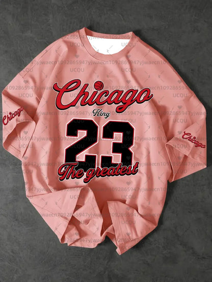 Men's Sports Jersey Chicago NO.23 Print Short Sleeve T-Shirt Summer Graphic Tee Jerseys Plus Size Women's Sport T-Shirt Tops