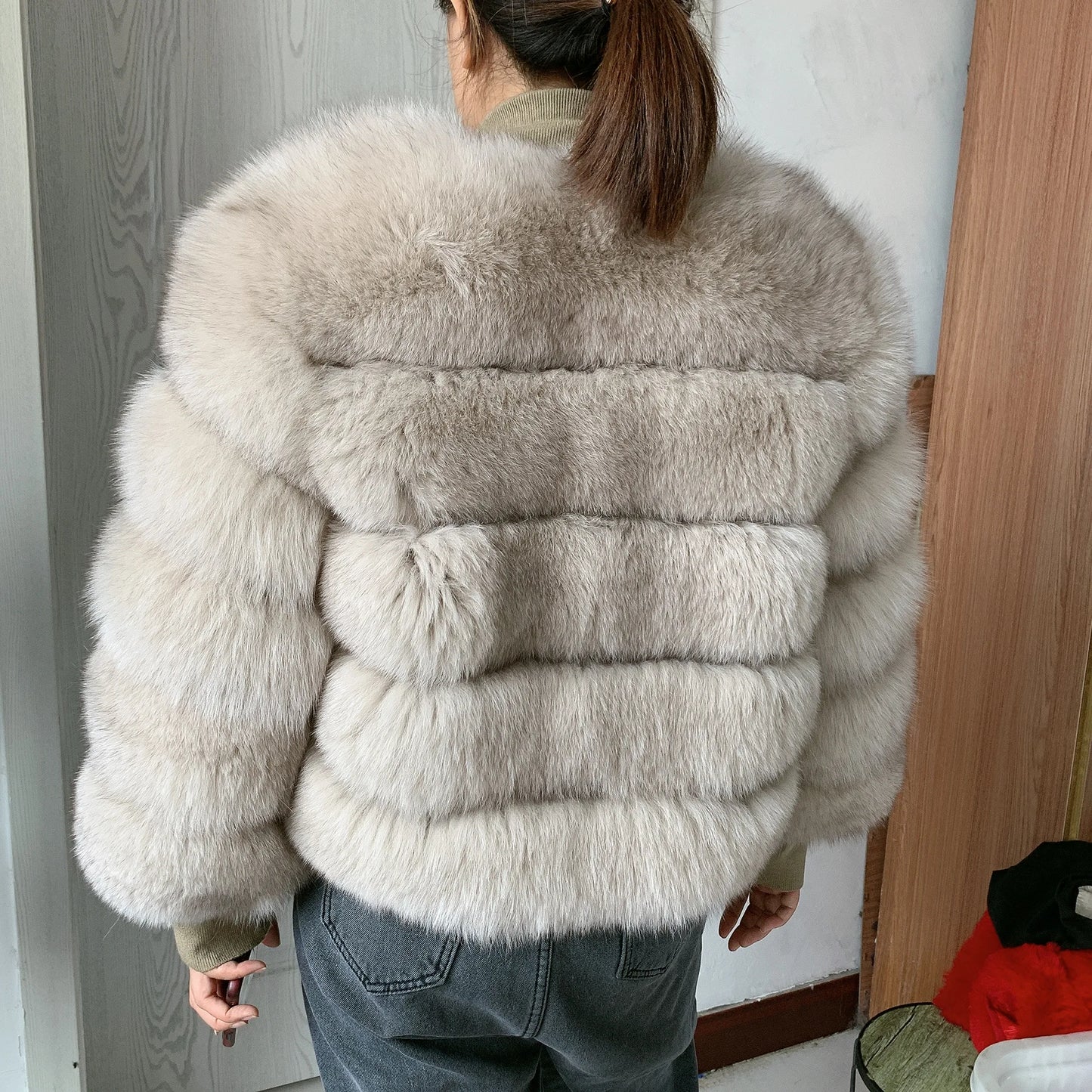 New Real fox fur coat women's winter warm 100% natural fur jacket Short Raccoon fur coat women's  high quality hot sale