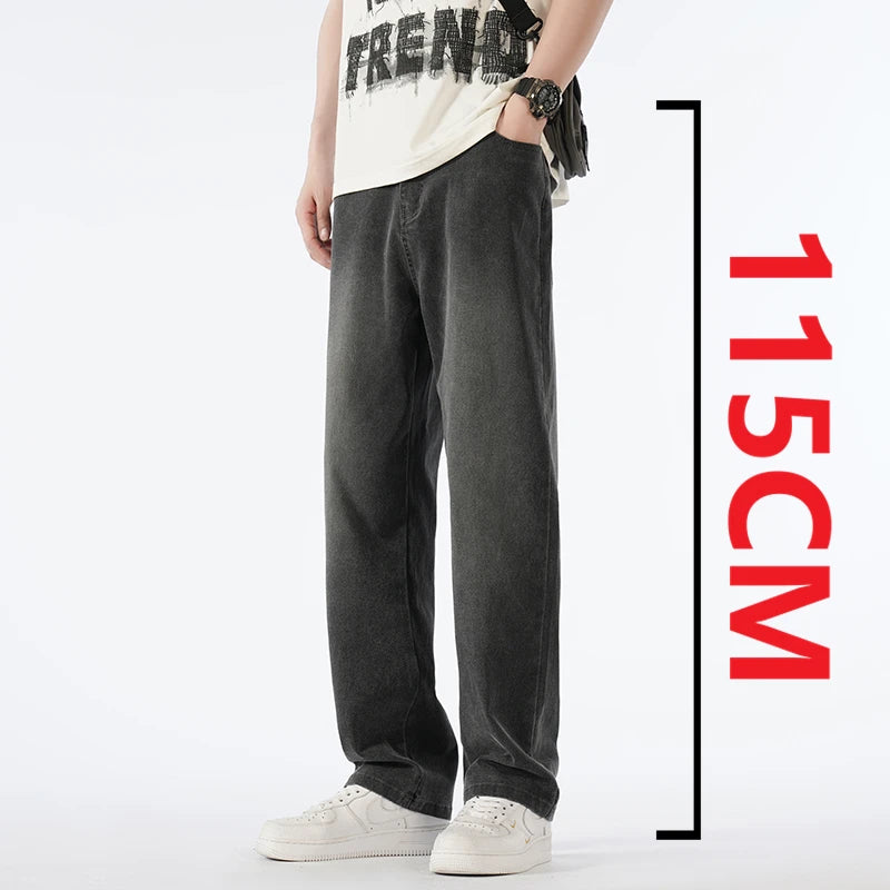 Spring New 190 Tall Boys Big Size Extra Long Pants Plus-size Men's Wear Extra Long Length 115cm Pants Loose Straight-leg Jeans