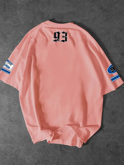 Men's casual round neck T-shirt with digital 93 print pattern is an ideal choice for gifting to family and friends