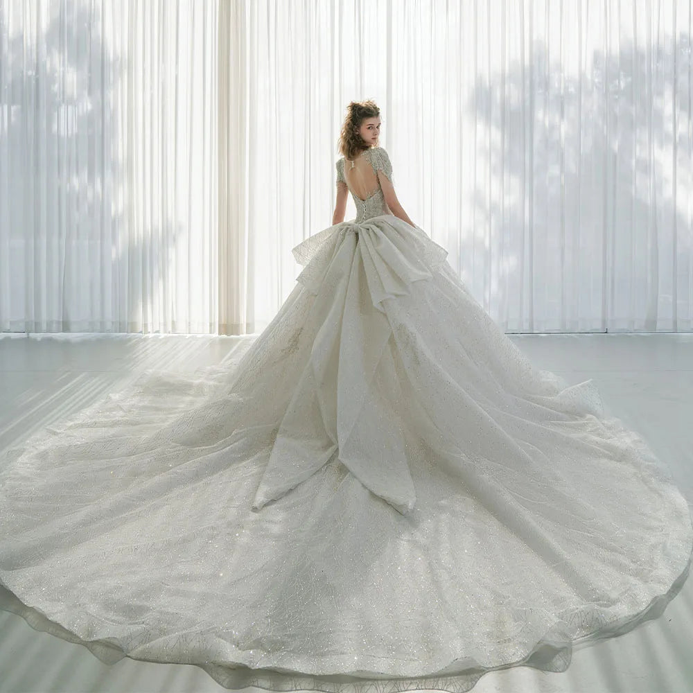 Wedding Dress New Bride Lace Up Plus Size Short Sleeves Customized High-quality Vestidos De Novia Princess Dresses Ball Gowns