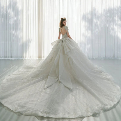 Wedding Dress New Bride Lace Up Plus Size Short Sleeves Customized High-quality Vestidos De Novia Princess Dresses Ball Gowns