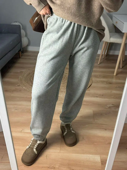 Thick Warm Fleece Sweatpants Women Winter Straight Leg Pants Gray Velvet Trousers Pants Jogger For Women Sweatpants Outfits