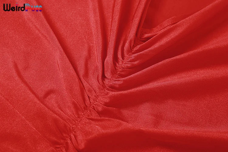 Weird Puss Sexy Backless Women Evening Maxi Dress Folds V-Neck Sleeveless Coquette Elegant Mermaid Matching Banquet Prom Bodycon