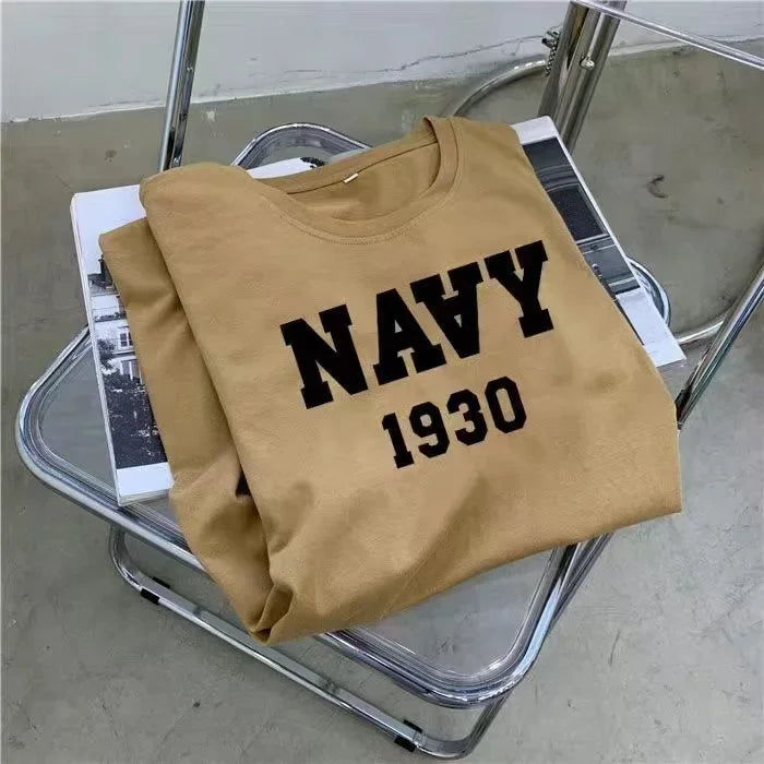 Summer Simple Casual Korean Fashion Letter Print Oversize Loose Round Neck Short Sleeve Dress for Women