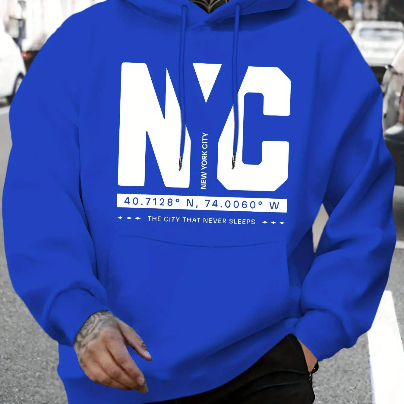 Men's autumn and winter casual fashion loose and comfortable letter print long sleeved hooded sweatshirt warm pullover