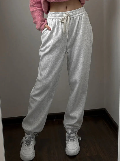 Thick Warm Fleece Sweatpants Women Winter Straight Leg Pants Gray Velvet Trousers Pants Jogger For Women Sweatpants Outfits