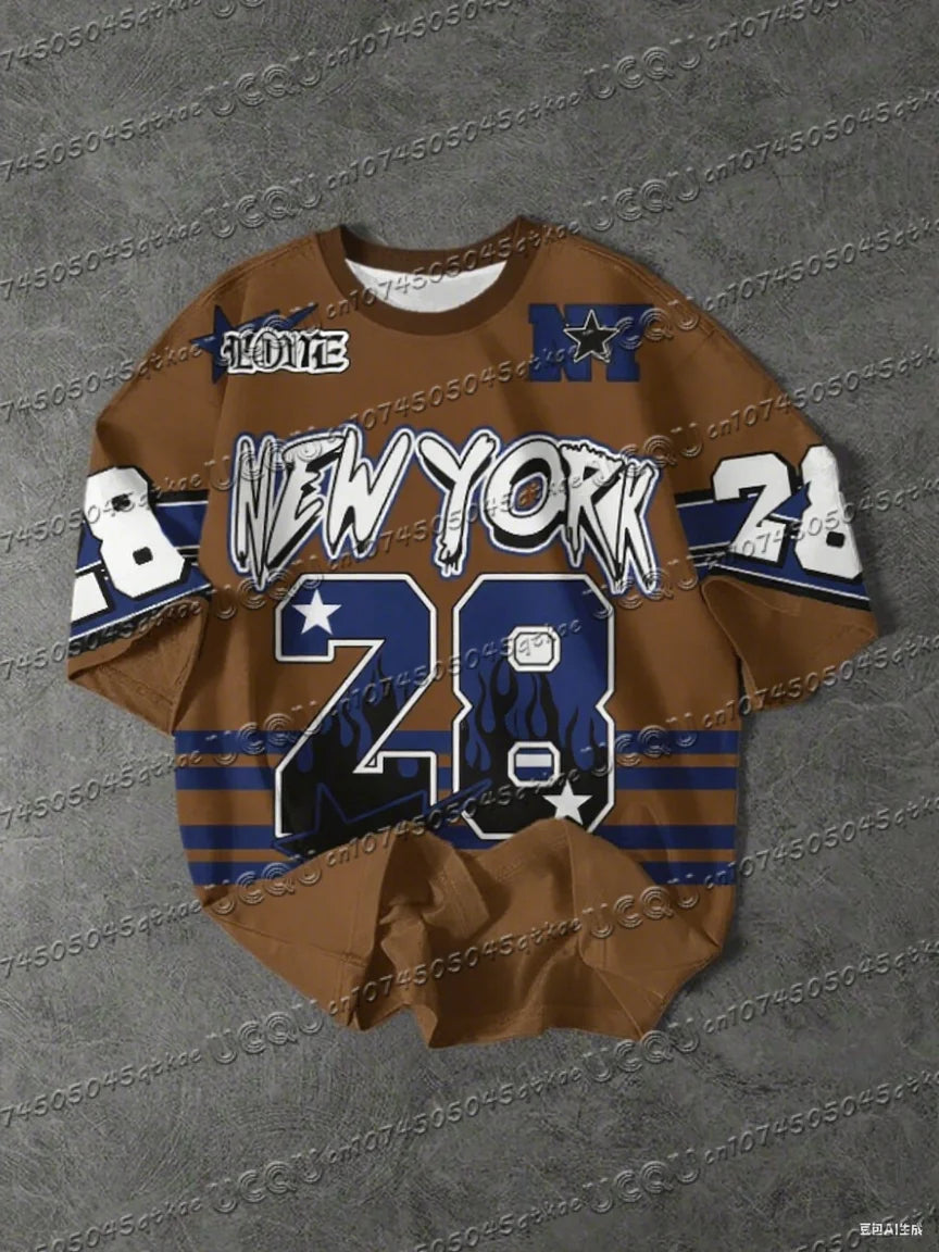 Men's Sports Jersey New York 28 Print Short Sleeve T-Shirt Summer Graphic Tee Baseball Jerseys Plus Size Women's Sport T-Shirt