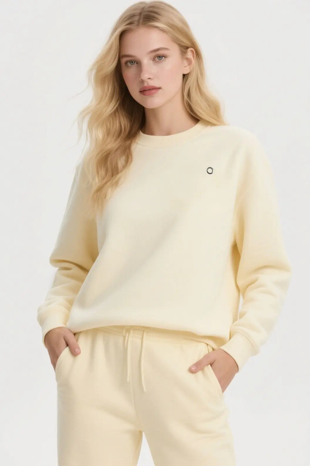 Loose yoga round-neck sweatshirt for men and women American three-dimensional reflective logo casual