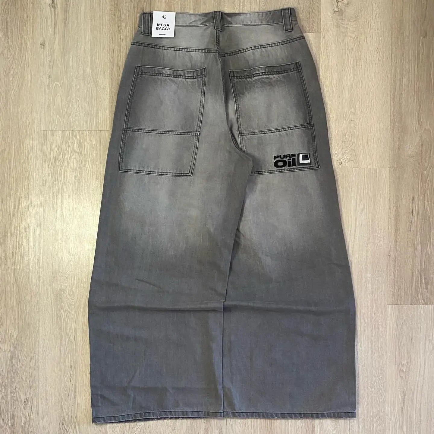 Street Vintage New Letter Embroidered Patch Yellow Washed Baggy Jeans Women Y2K Gothic Hip Hop Popular Couple Wide-leg Pants