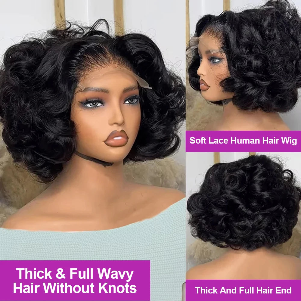 Short Bob Wig 13x4 Body Wave Glueless Wig Human Hair Brazilian Ready To Go Lace Frontal Wig Pre Cut No Glue For Women Preplucked