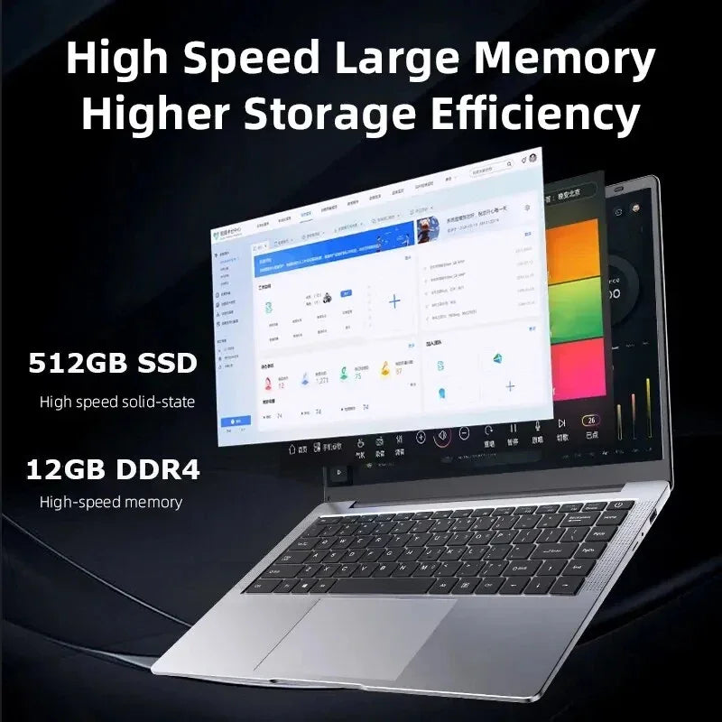 14.1 inch Laptop Computer Portable Windows 11 Pro Core i7-7500U Notebook 12GB RAM 1TB 2TB SSD Office Study Laptops