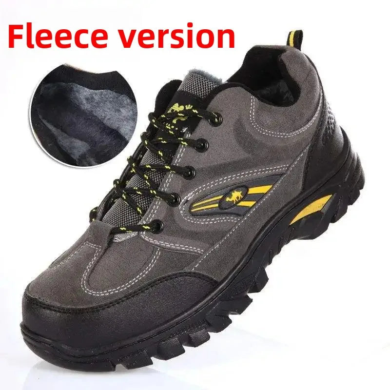 Men's Winter Fleece Lined Cotton Climbing Shoes Outdoor Casual Travel Work Shoes Anti Slip Warm Rubber Sole Ankle Length Boots