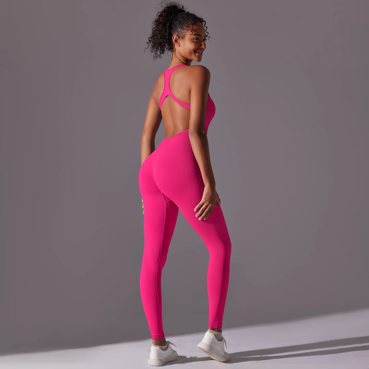 Sexy Back V Jumpsuit Gym Set Women Training Yoga Suit Sportswear Women Sports Jumpsuit Fitness Rompers Stretch Workout Bodysuits