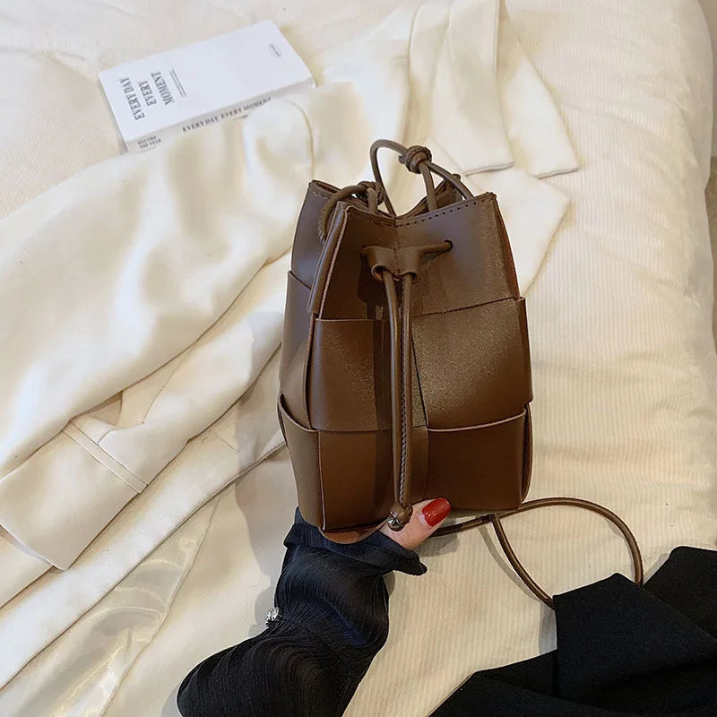 Summer New Fashion Mini Bags Women Design Korean Chic Woven Shoulder Crossbody PU Leather Handbag Hotgirl All-match Money Bag