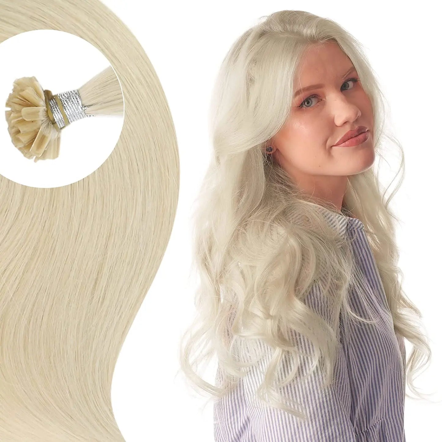 Full Shine U Tip Hair Extensions Fusion Hair Balayage Color 40-50g Keratin Glue Beads Prebonded Human Hair Extensiones