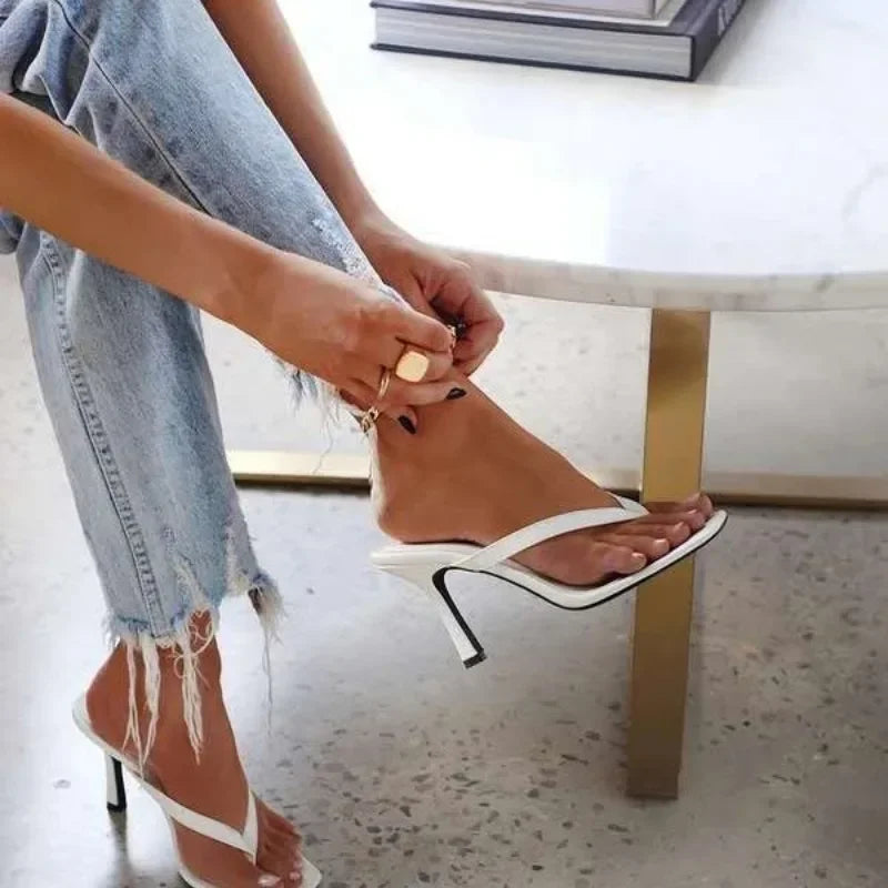 2025 Summer Slippers Women Shoes Fashion Sexy Thin Heels Flip Flops Woman Shoes High Heels Sexy Ladies Slipper Plus Size 42