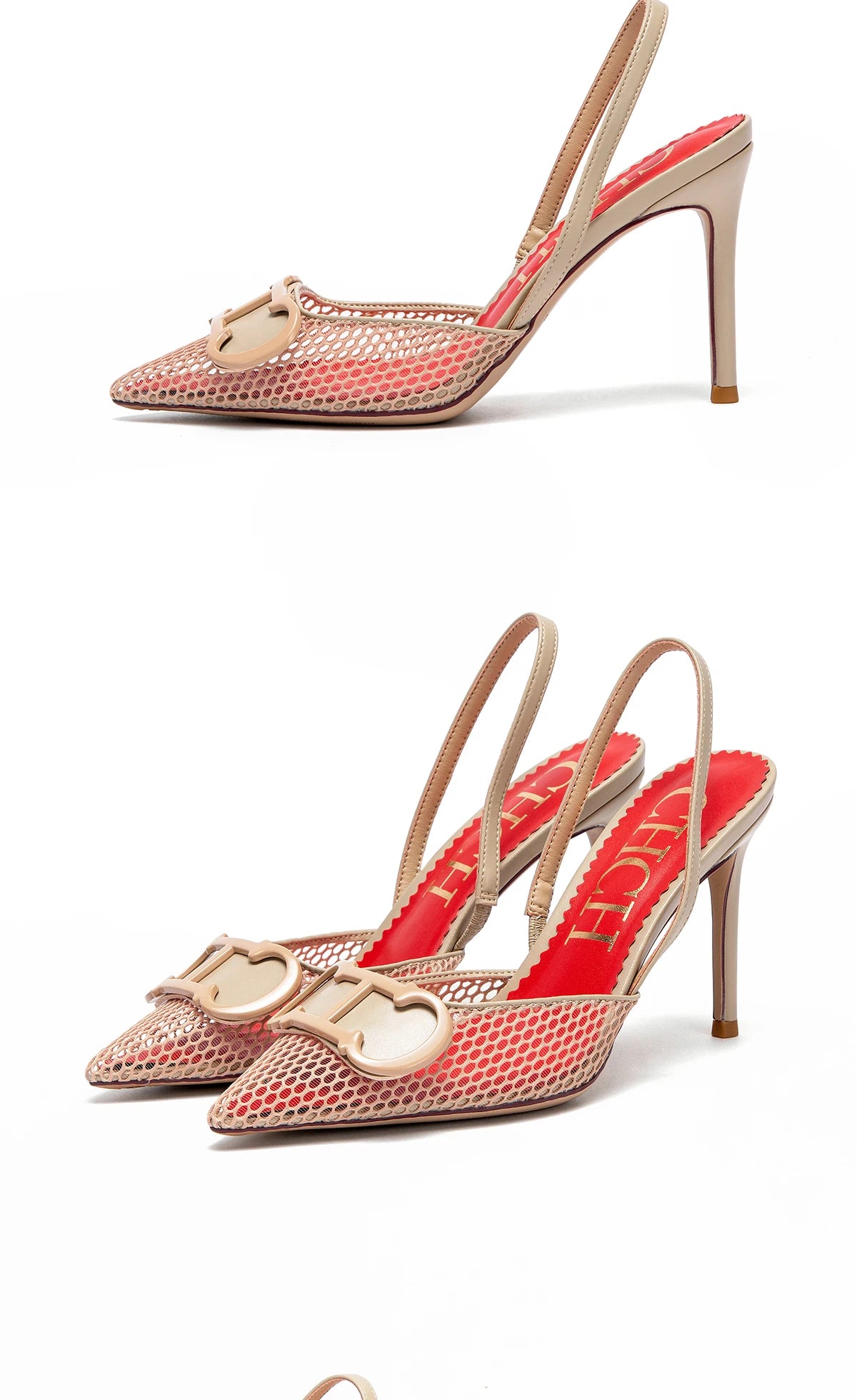 Women's Shoes 2025 Summer Sandals Breathable Mesh Heels Red Luxury Brand Girls Shoes Woman